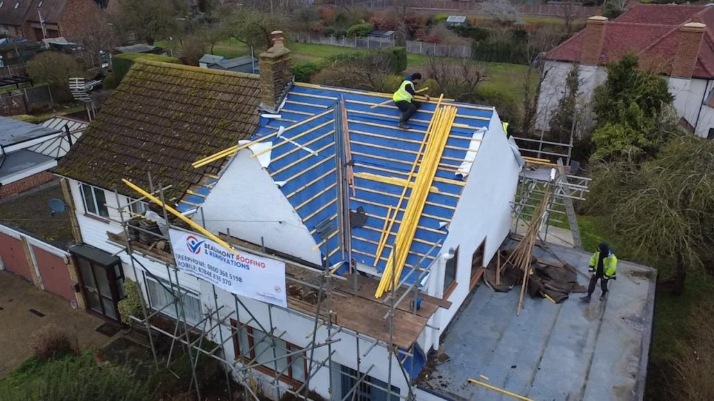 Roof repair work on a residential property in Colchester, Essex
