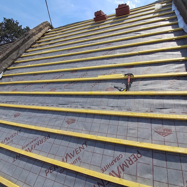 Burton Roofing replacing rotten roof battens on a property in Colchester, Essex